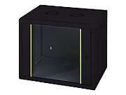 DIGITUS Wall Cabinet 19inch 12HE RAL9005 black without tray 624mmx600mmx450mm with glas door