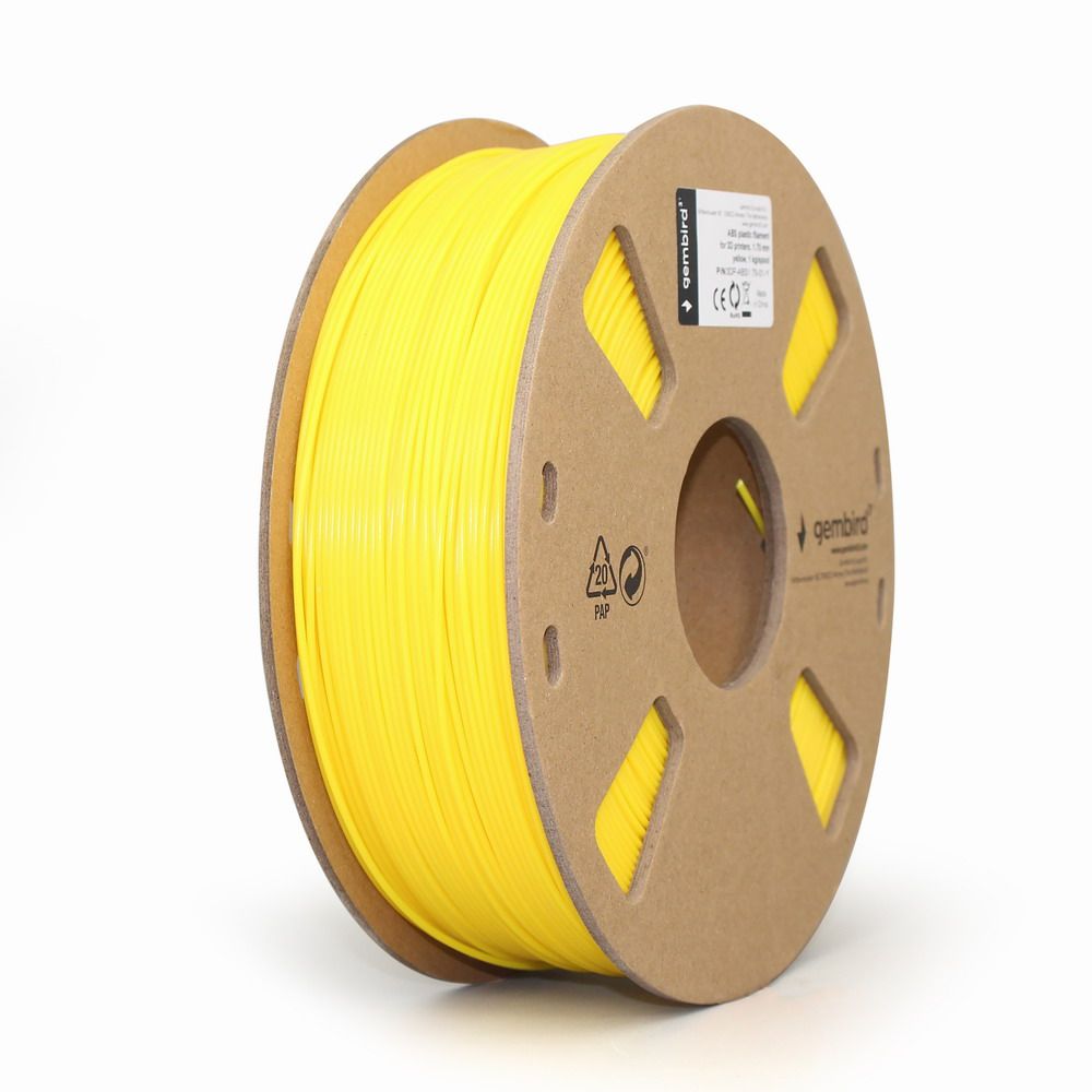 FILAMENT GEMBIRD pt. imprimanta 3d, ABS, 1.75mm diamentru, 1Kg / bobina, aprox. 400m, topire 225-240 grC, yellow,  3DP-ABS1.75-01-Y 