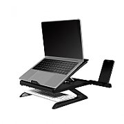 SUPORT de birou LOGILINK pt. notebook, 9 pozitii, holder pt. smartphone, suporta dimensiuni 10-15.6 , pliabil, negru,  AA0133 