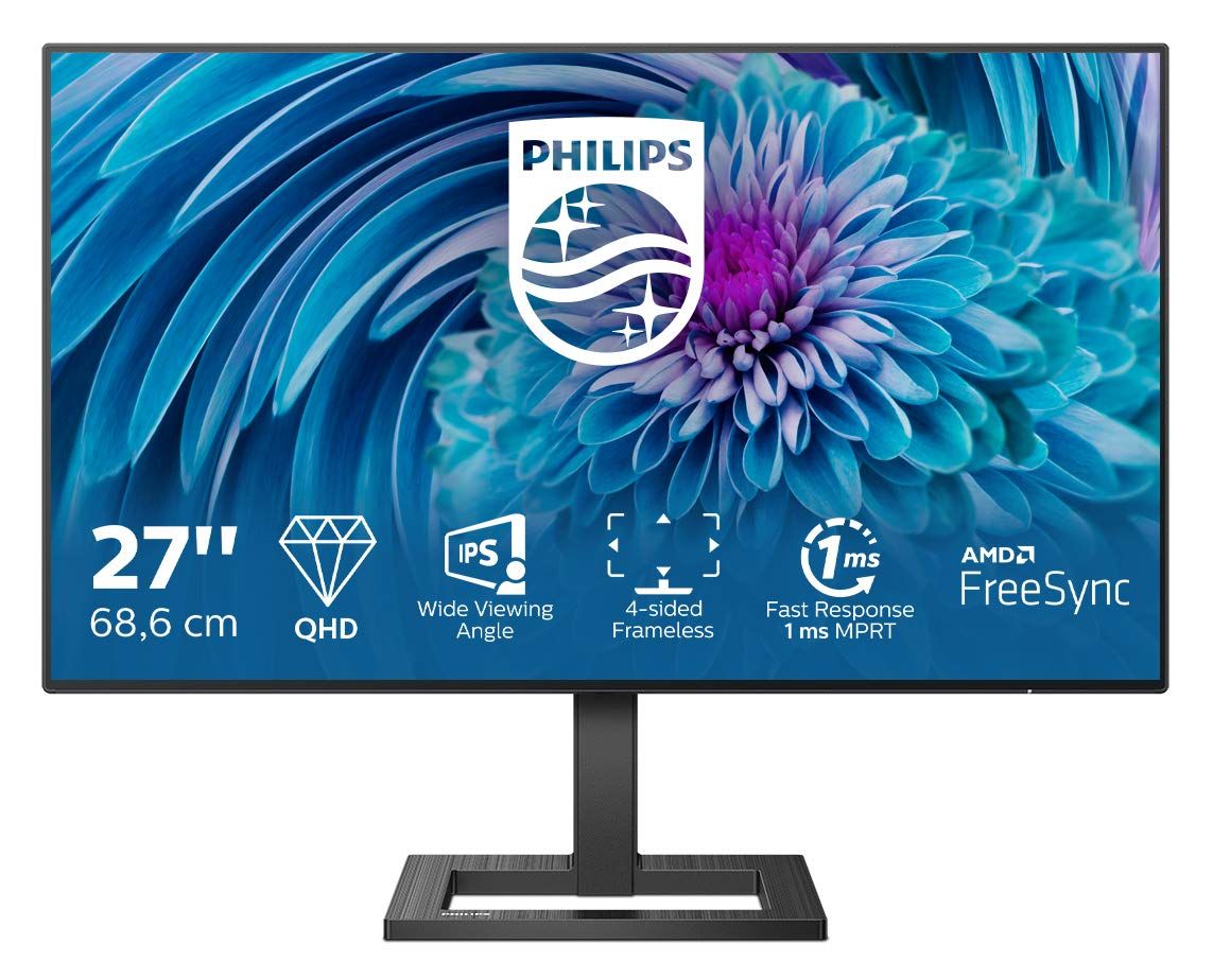 Monitor 27 inch WLED Philips 275E2FAE 2560 x 1440 pixeli, 75 Hz, 4 ms, Negru