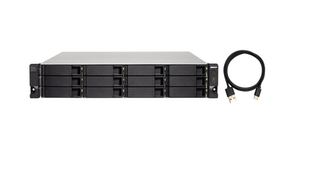 Extensie QNAP R1200C 12-Bay, 2.5/3.5 SATA 6Gbps HDD (neincluse), LAN 1xUSB 3.1 Gen2 Type-C device, 2U (kit rackmount separat) Rackmount, Redundant PSU, garantie 2 ani