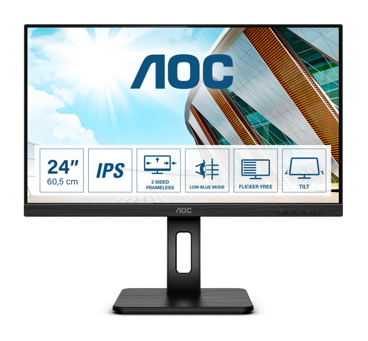 Monitor 23.8 inch LED AOC Q24P2Q 2560 x 1440 pixeli, 75 Hz, 4 ms, Negru