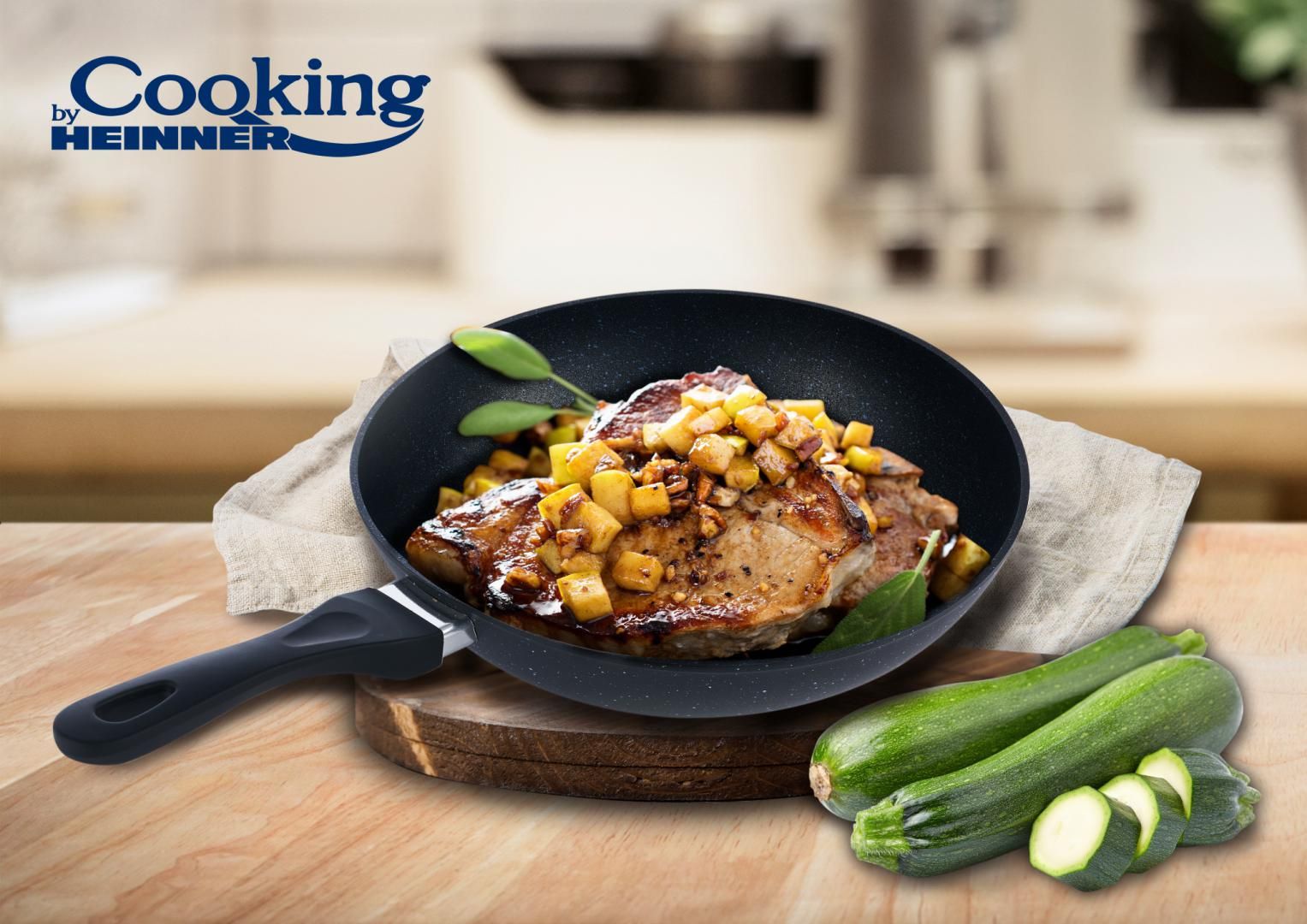 TIGAIE ALUMINIU WOK 30x8 CM , BLACK SAND, COOKING  BY HEINNER