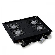 Panou ventilatie Triton pentru rack de podea 19 , 4 ventilatoare 230V/60W cu termostat, flux axial, negru