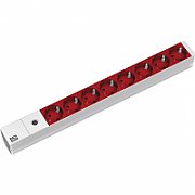 Bachmann IT PDU 8 x prize Schuko, in IEC C14 1U, impamantare,siguranta 10A,lungime cablu 2 metri, RAL 3020, aluminiu, rosu
