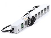 Bachmann | 333.400 | PDU | Basic | 1U 16A |  Nr iesiri 8 Schuko | Intrare Schuko cablu 2 m | Intrerupator iluminat | Profil aluminiu | Alb