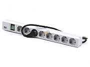 Bachmann | 333.400 | PDU | Basic | 1U 16A |  Nr iesiri 8 Schuko | Intrare Schuko cablu 2 m | Intrerupator iluminat | Profil aluminiu | Alb