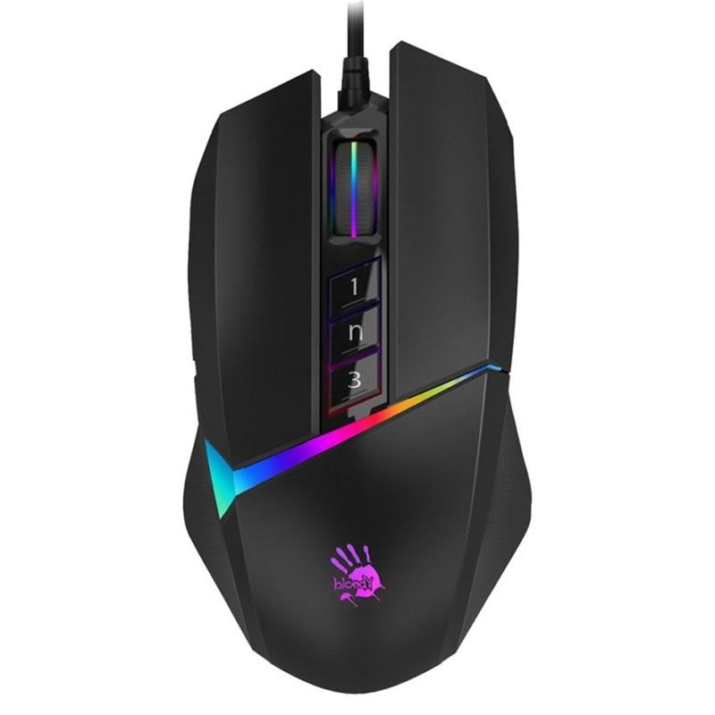 MOUSE A4tech, gaming, cu fir, USB, optic, 3200 dpi, butoane/scroll 8/1, iluminare, butoane programabile, negru,  Q50  (include TV 0.15 lei)