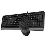Kit TASTATURA si Mouse A4TECH,  Fstyler FM10+FK10 , wired, 104 taste format standard, mouse 1600dpi, 4/1 butoane, negru & gri,  F1010 Grey  (include TV 0.75 lei)