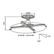 SUPORT de tavan LOGILINK pt. proiector, lungime 135 mm, alb,  BP0056 