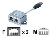 DIGITUS T-Adaptor RJ45 CAT5e 19cm 1xRJ45 M to 2xRJ45 F bulk