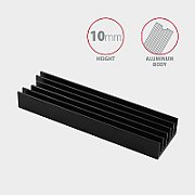 Cooler Pasiv CLR-M2L10, pentru M.2 SSD, Suport SSD 80mm, Aluminiu, Paduri termice din silicon incluse, inatime10 mm