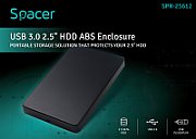 Spacer RACK extern SPACER, pt HDD/SSD, 2.5 inch, S-ATA, interfata PC USB 3.0, plastic, negru,  SPR-25612  45506249 (include TV 0.75 lei)