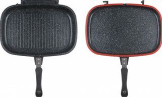 TIGAIE DUBLA DREPTUNGHIULARA TIP GRILL, ALUMINIU, 36x24x7.5 CM,DARK LINE CLASSIC,COOKING  BY HEINNER