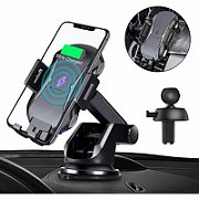 SUPORT auto si incarcator wireless SPACER pt. SmartPhone  2 in 1, fixare in grilaj, incarcare wireless Qi 10W  SPAA-AUTOCHG-01 