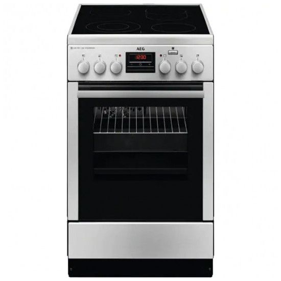 Aragaz AEG CCB56471BX, Plita vitroceramica, 4 zone de gatit, Grill, SteamBake, AirFry, Clasa A, 50 cm, Inox