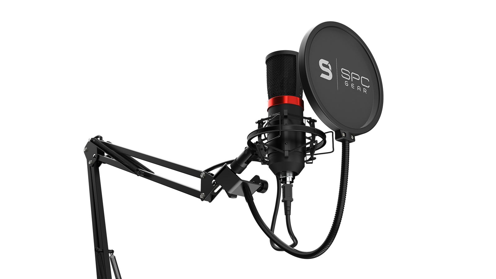 SM950 Streaming USB Microphone | 48kHz | 16bit | 135dB | Cablu 2.9 cm | Frequency range:18-21000 Hz | Cardioid | contine brat ajustabil, cablu usb, suport anti-shock, filtru pop