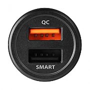 PWC-QC5, Incarcator masina Smart, 5V 2,4A + QC3.0, 30W, Negru