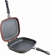 TIGAIE DUBLA DREPTUNGHIULARA TIP GRILL, ALUMINIU, 32x24x7.5 CM, EASY COOK GRAY, COOKING BY HEINNER