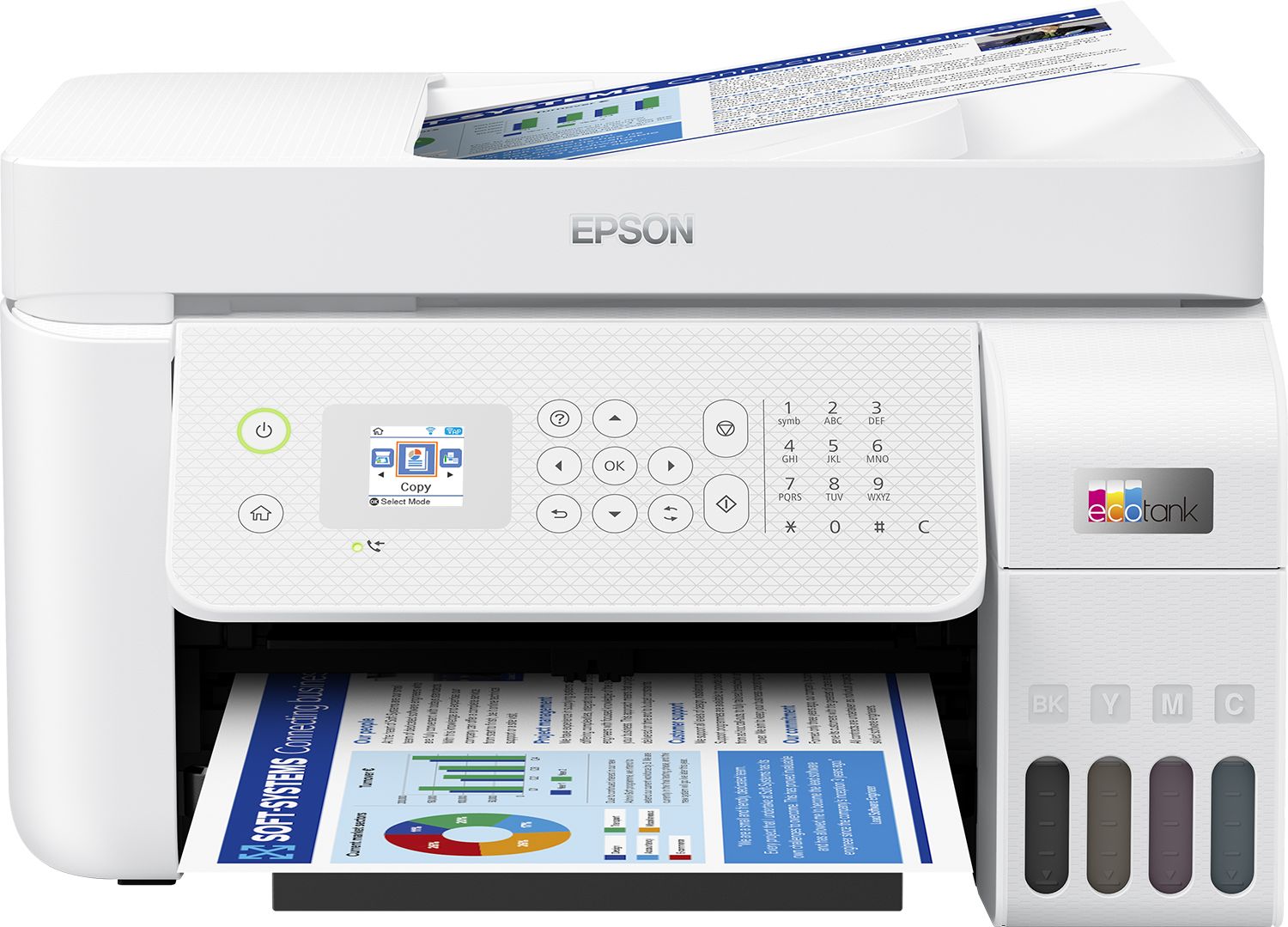 Imprimanta multifunctionala inkjet ciss color Epson L5296, A4, ADF, USB 2.0, Wi-Fi, 33 ppm negru, 15 ppm color