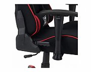 Scaun gaming X by Serioux, Torin, ajustabil, material textil, piston pe gaz, manere reglabile, baza stea cu 5 picioare, greutate maxima admisa 150Kg, perne detasabile, negru si rosu