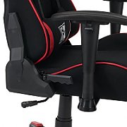 Scaun gaming X by Serioux, Torin, ajustabil, material textil, piston pe gaz, manere reglabile, baza stea cu 5 picioare, greutate maxima admisa 150Kg, perne detasabile, negru si rosu