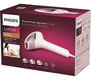 Epilator IPL Philips Lumea Seria 9000 BRI947/00, Senzor Smartskin, tehnologie SenseIQ, utilizare cu fir, 250.000 impusuri, accesoriu fata, corp, axila si inghinal, Alb/Roz