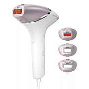 Epilator IPL Philips Lumea Seria 9000 BRI947/00, Senzor Smartskin, tehnologie SenseIQ, utilizare cu fir, 250.000 impusuri, accesoriu fata, corp, axila si inghinal, Alb/Roz