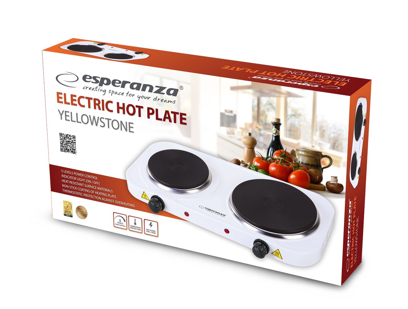 Esperanza EKH007W Electric Stove 2 zone (s), White