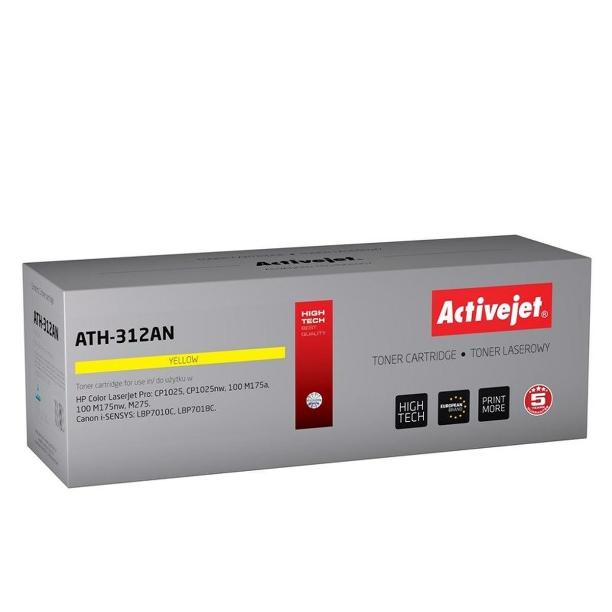 Activejet ATH-312AN toner for HP printer HP 126A CE312A, Canon CRG-729Y replacement Premium 1000 pages yellow