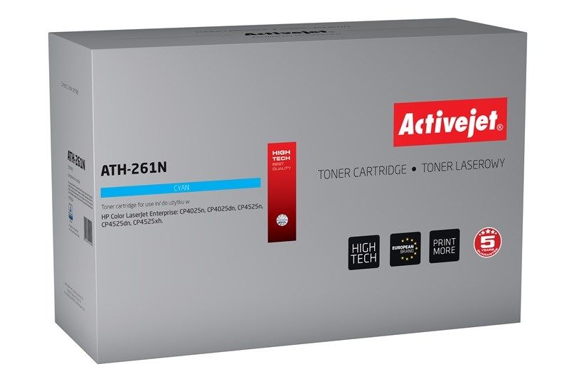 Activejet ATH-261N toner for HP printer HP CE261A replacement Supreme 11000 pages cyan