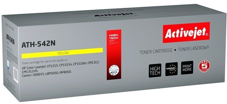 Activejet ATH-542N toner for HP printer HP 125A CB542A, Canon CRG-716Y replacement Supreme 1600 pages yellow
