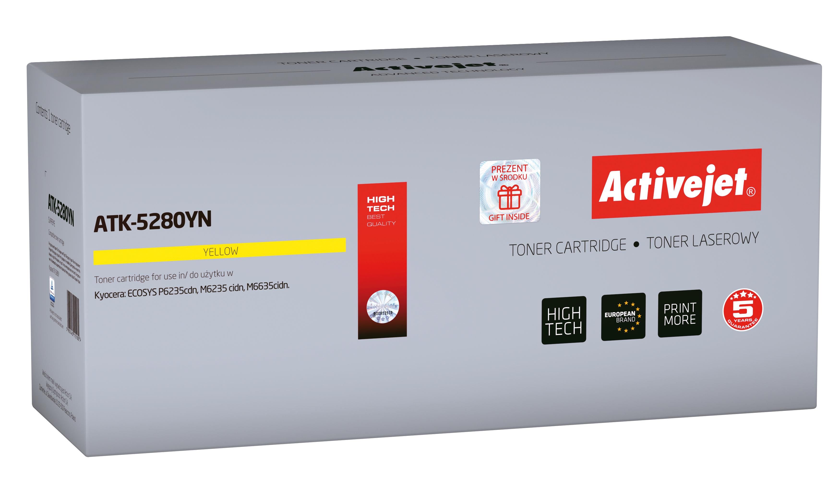 Activejet ATK-5280YN toner for Kyocera printer Kyocera TK-5280Y replacement Supreme 11000 pages yellow