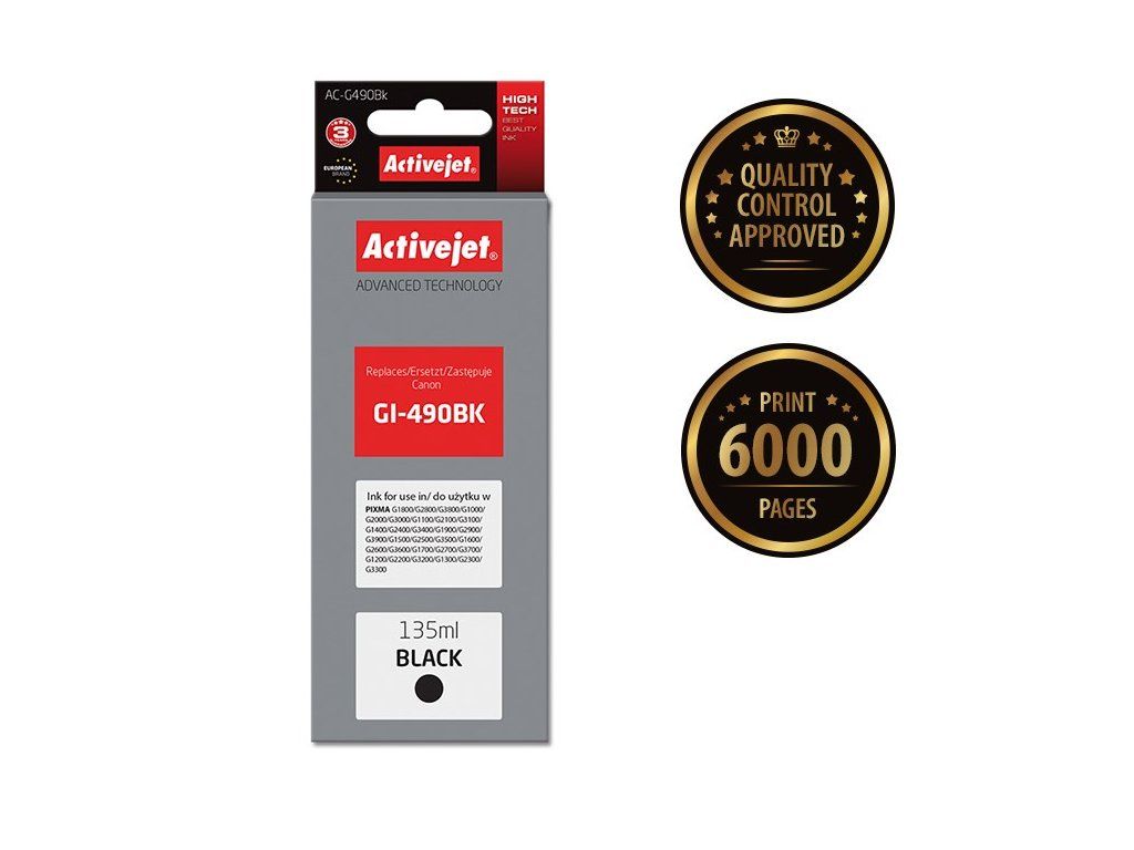 Cartus cerneala Activejet AC-G490BK ,Negru ,135 ml (compatibil cu Brother AC-G490BK) 