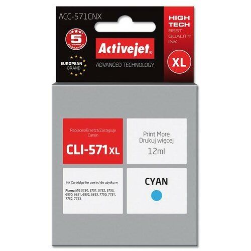 Cartus cerneala Activejet ACC-571CNX ,Albastru ,12 ml (compatibil cu Canon ACC-571CNX) 