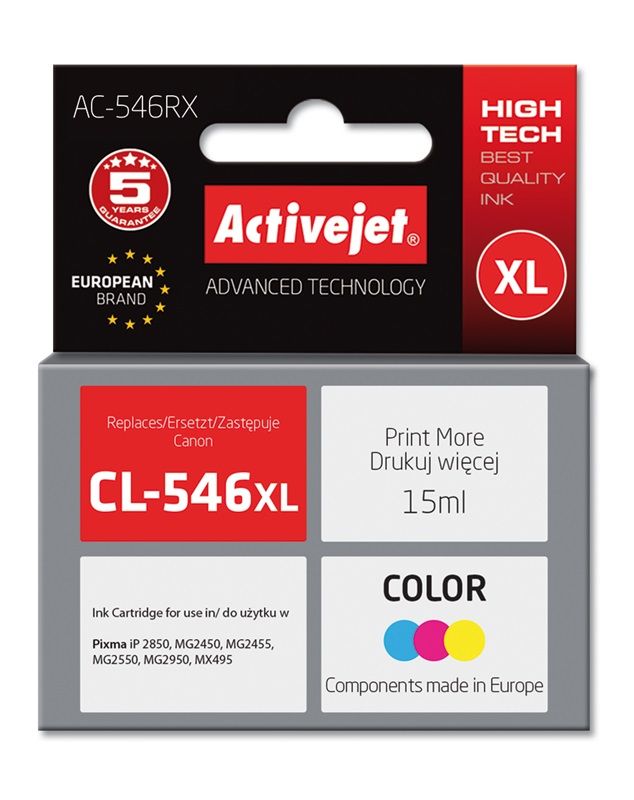 Cartus cerneala Activejet AC-546RX ,Color ,15 ml (compatibil cu Canon AC-546RX) 