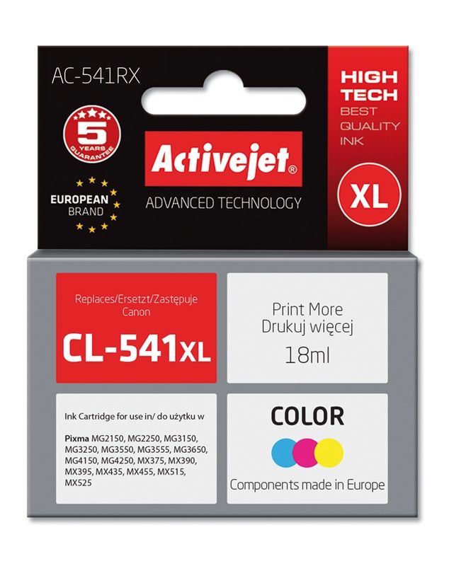 Cartus cerneala Activejet AC-541RX ,Color ,18 ml (compatibil cu Canon AC-541RX) 
