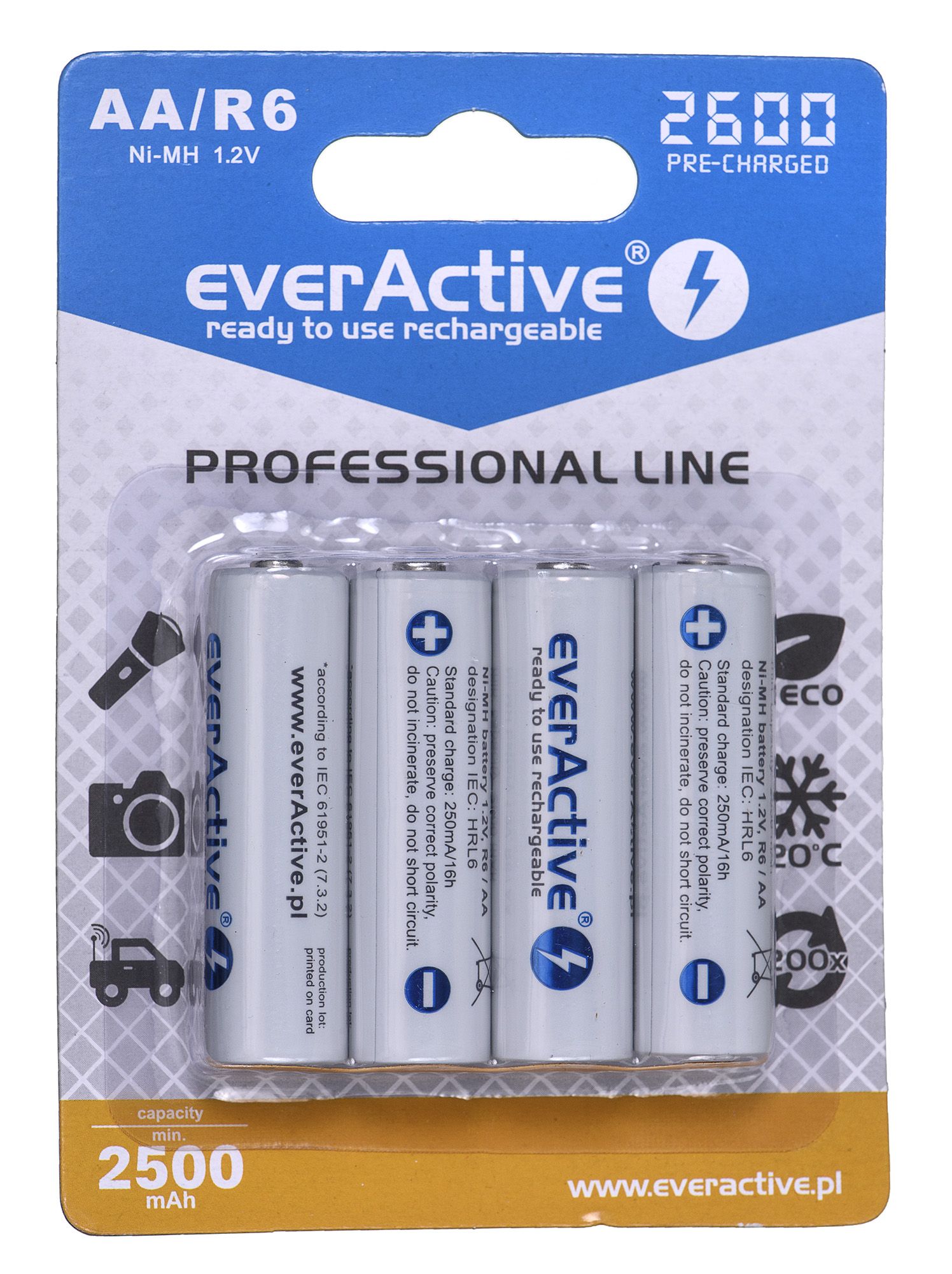 Rechargeable batteries everActive Ni-MH R6 AA 2600 mAh Professional Line