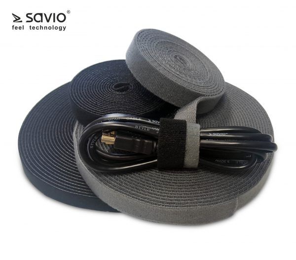 SAVIO Organizer for cables, Tape, Velcro, Black, 10m OC-01/B 1 pc