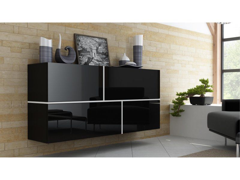 Cama sideboard GOYA 170/40/80 black/black gloss+white