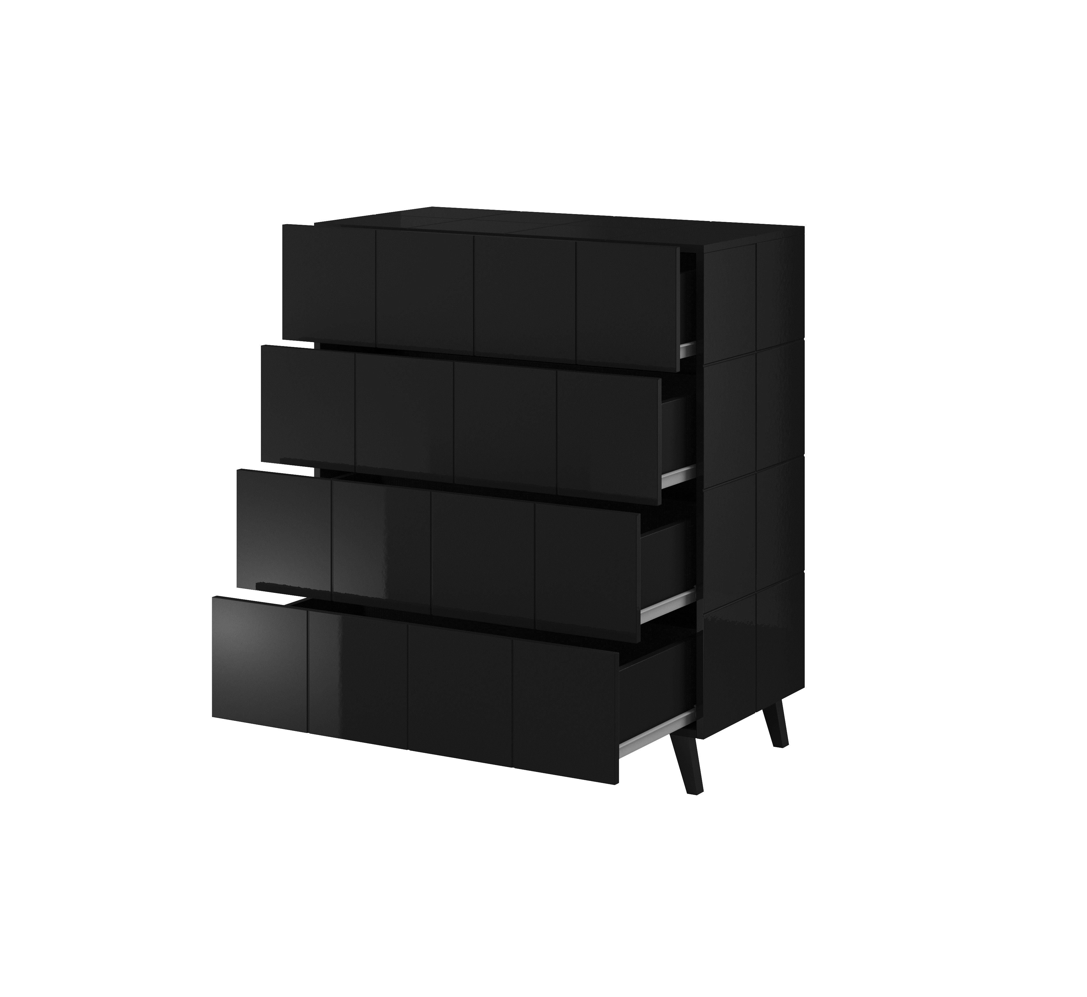 Cama chest of drawers 4D REJA black gloss/black gloss