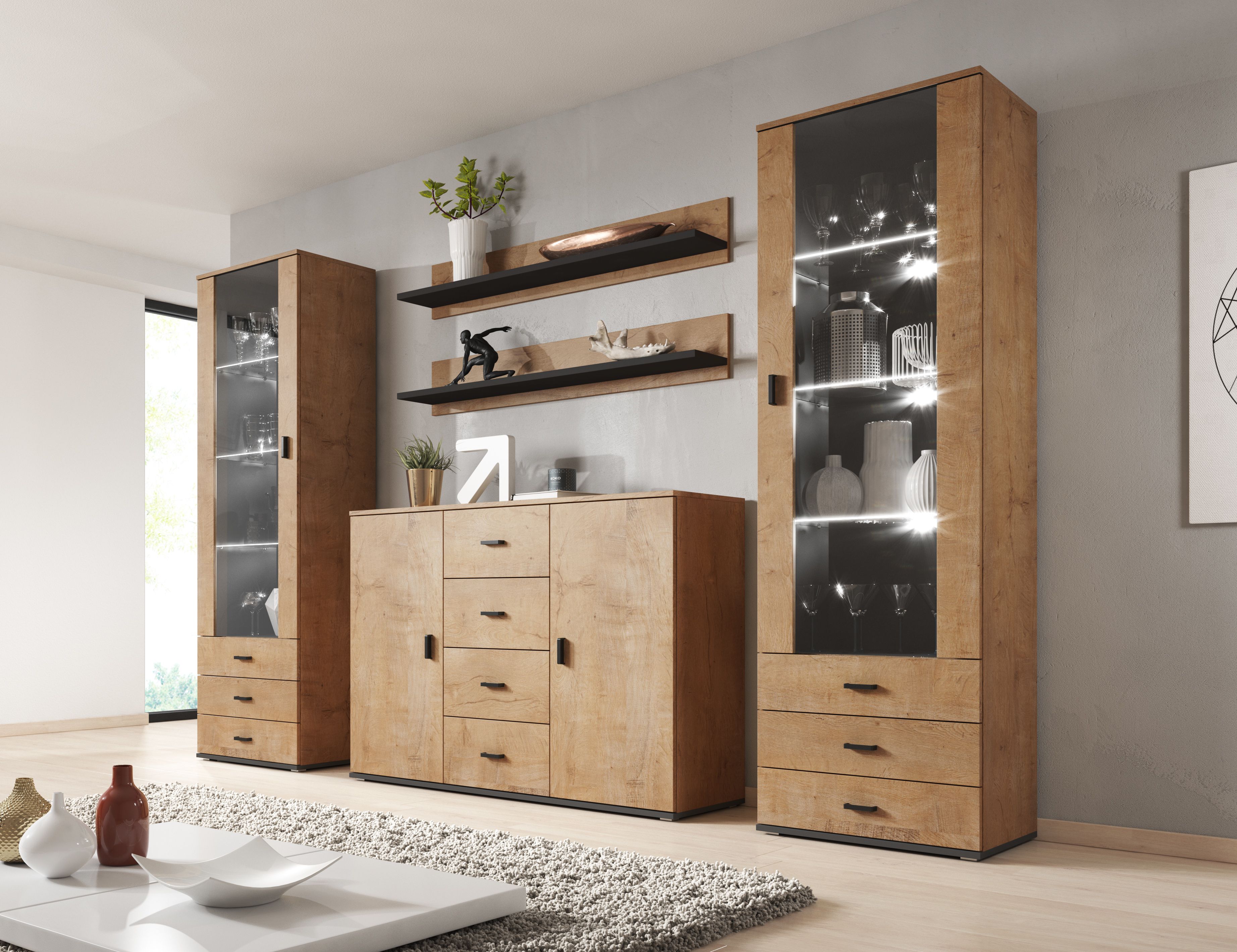 Cama living room sideboard UNI lefkas oak/black