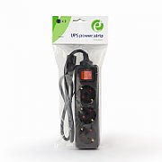 Gembird EG-PSU3-01 UPS Power Strip, 3 Schuko Outlets, C14 Plug, 10A, 0.6m Cable, Black Color