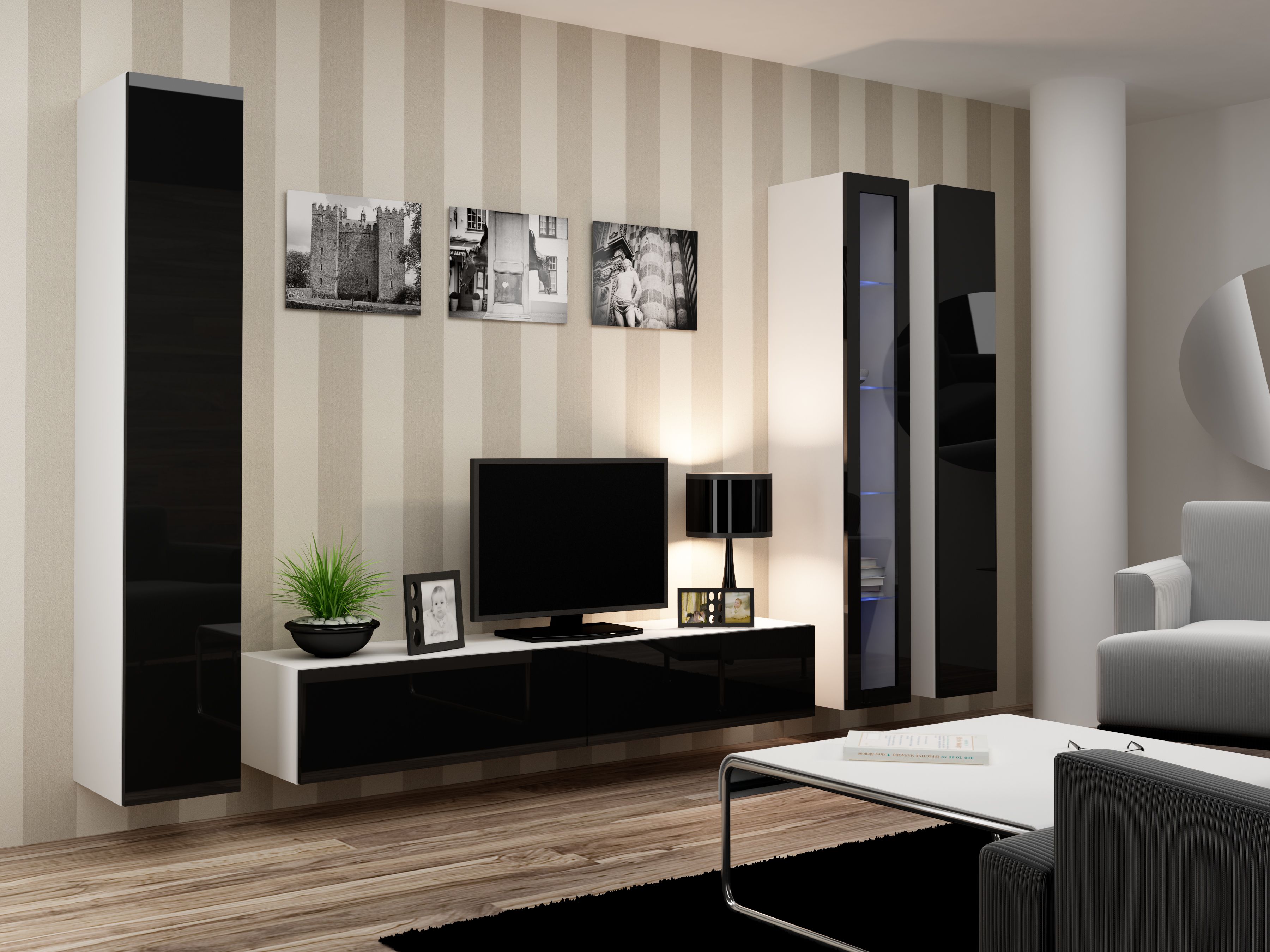 Cama Full cabinet VIGO '180' 180/40/30 white/black gloss