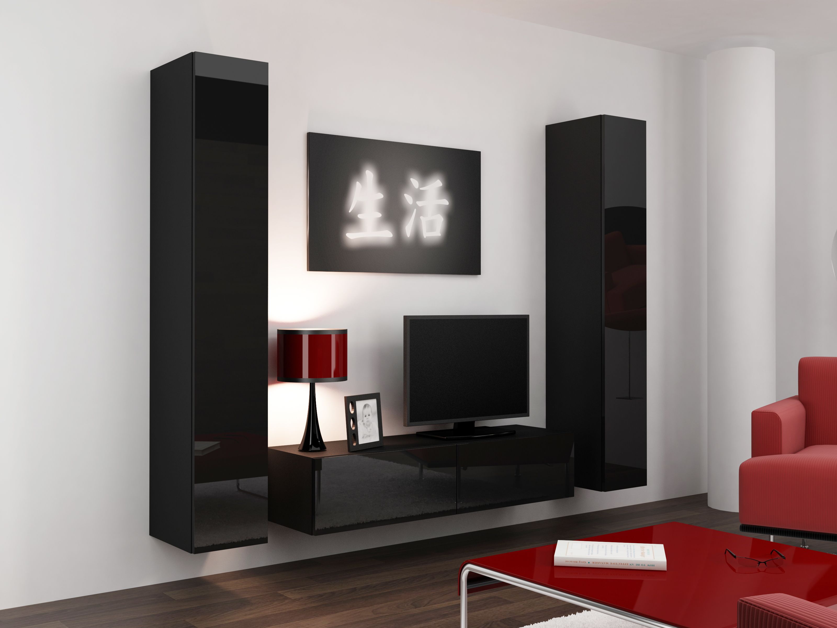 Cama Full cabinet VIGO '180' 180/40/30 black/black gloss