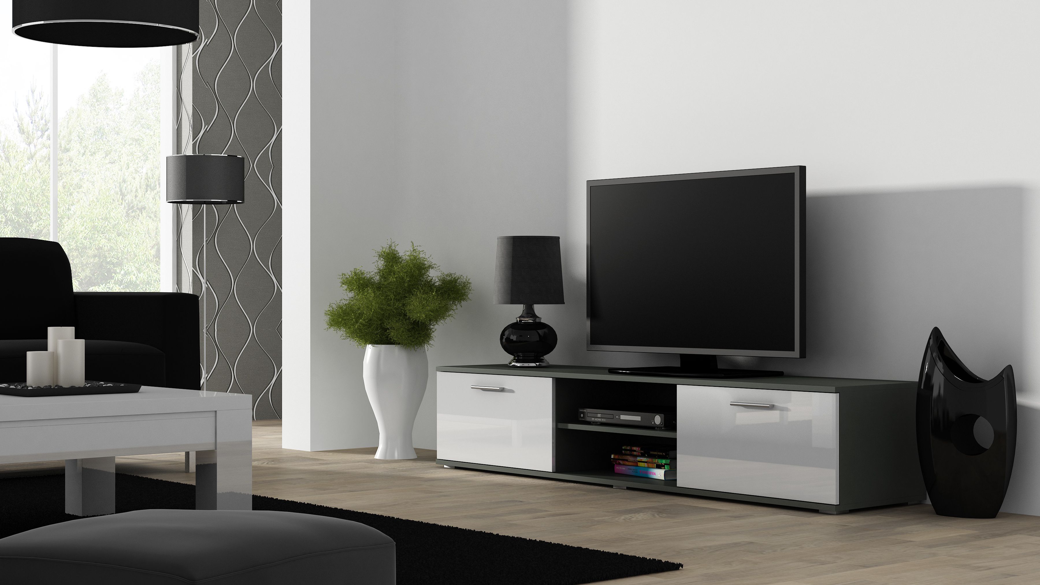 Cama TV stand SOHO 180 grey/white gloss