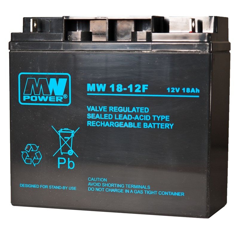 MPL MW POWER MW 18-12 UPS battery Lead-acid accumulator AGM Maintenance-free 12 V 18 Ah Black