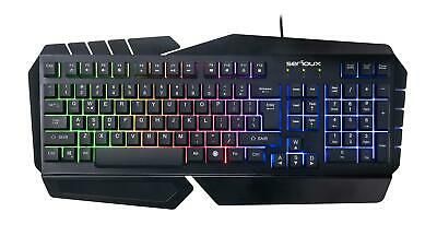 Tastatura gamig Serioux Andor, 104 taste, 19 taste Anti-ghosting , design ergonomic, iluminare rainbow, structura metalica neagra, taste negre, design cu palm rest, cablu USB 1.5M PVC, plug and play, compatibila cu Windows 2000/XP/9X/VISTA/7/8/10
