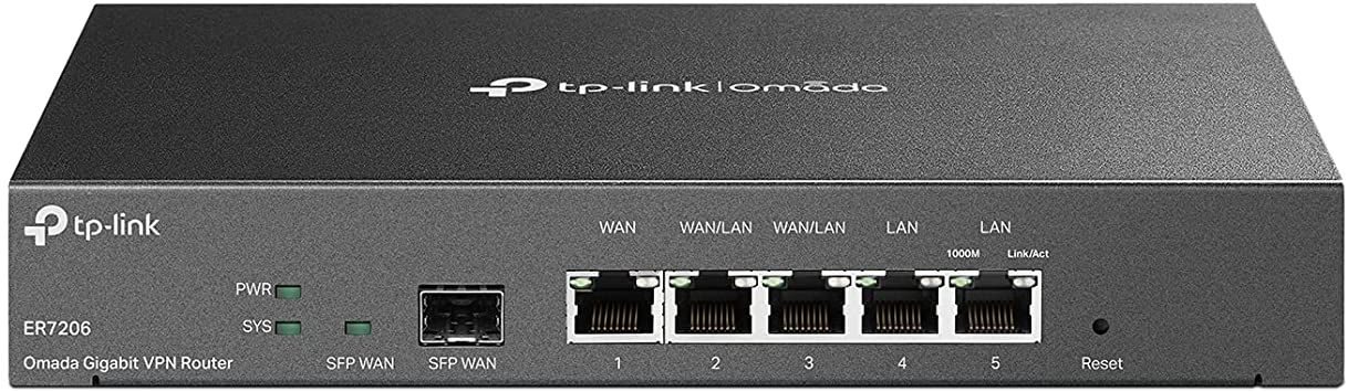 ROUTER TP-LINK wired Gigabit, 1 WAN + 2 LAN + 2 WAN/LAN + 1 Gigabit SFP,  ER7206  (include timbru verde 1.5 lei)