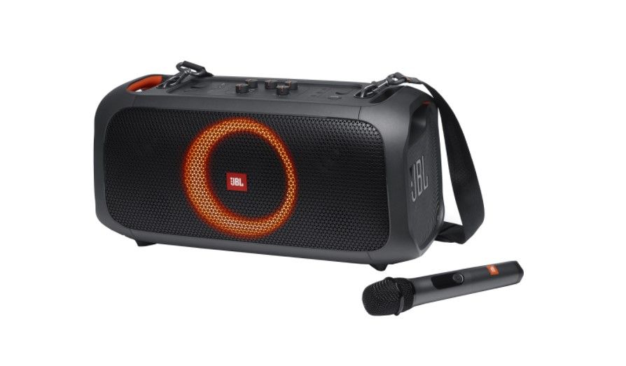 Boxa portabila JBL PartyBox On-The-Go, 100W, Bluetooth, Microfon Wireless, USB, IPX4, Light Show, Plug-n-play, Negru